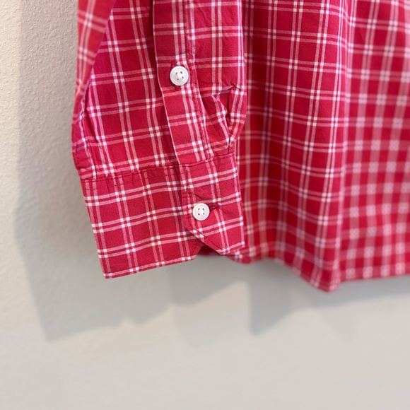 Banana Republic Women's Classic Fit Long Sleeve SZ S Red White PlaidButton Down - Picture 4 of 9